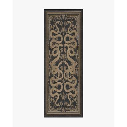 Sumaya Soft Black Flatwoven Rug by Martyn Lawrence Bullard - 75 x 215 cm - Rug + Cushioned Pad System
