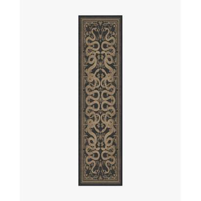 Sumaya Soft Black Flatwoven Rug by Martyn Lawrence Bullard - 75 x 305 cm - Rug + Cushioned Pad System