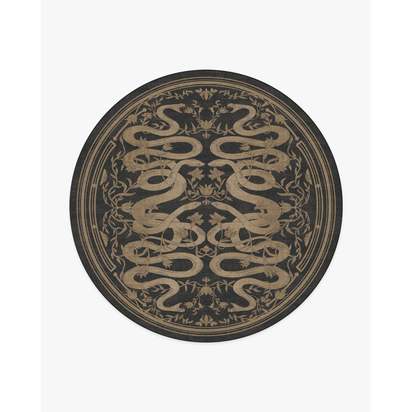 Sumaya Soft Black Flatwoven Rug by Martyn Lawrence Bullard - 245 Round cm - Rug + Cushioned Pad System