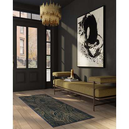 Beni Blue Flatwoven Rug by Martyn Lawrence Bullard - 120 x 185 cm - Rug + Cushioned Pad System
