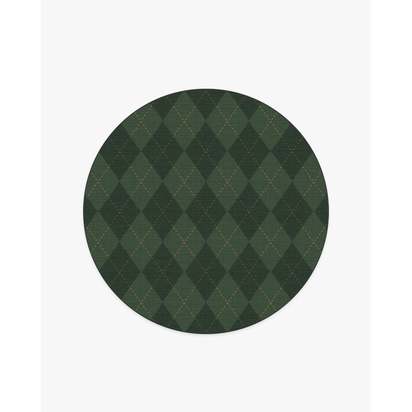 Oliver Argyle Forest Green Flatwoven Rug - 185 Round cm - Rug + Cushioned Pad System