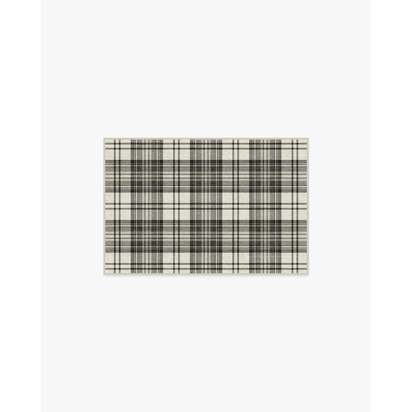 Dress Stewart Tartan Black & Ivory Flatwoven Rug - 60 x 90 cm - Rug + Cushioned Pad System