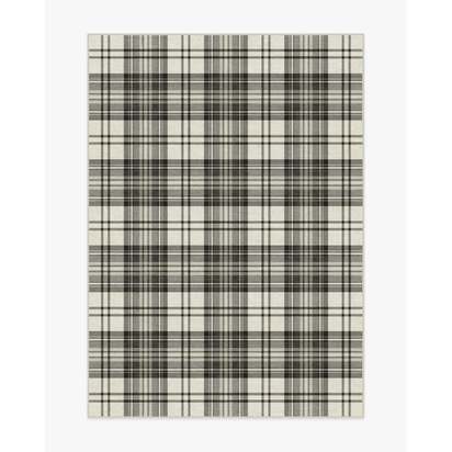 Dress Stewart Tartan Black & Ivory Flatwoven Rug - 150 x 215 cm - Rug + Cushioned Pad System