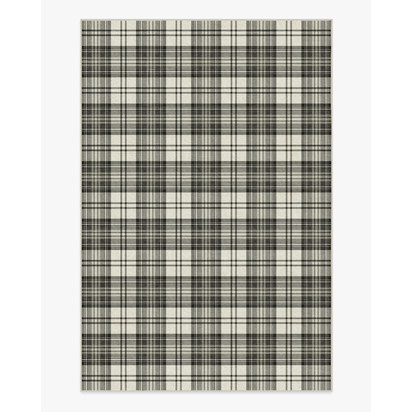 Dress Stewart Tartan Black & Ivory Flatwoven Rug - 185 x 275 cm - Rug + Cushioned Pad System