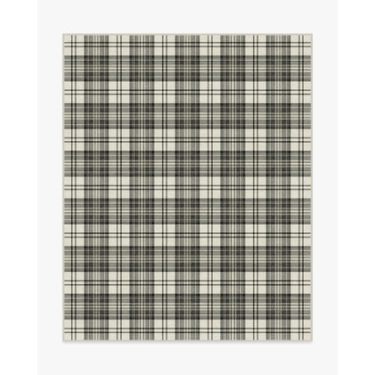 Dress Stewart Tartan Black & Ivory Flatwoven Rug - 245 x 305 cm - Rug + Cushioned Pad System