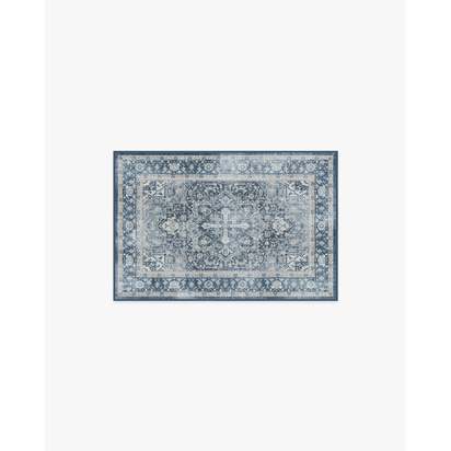 Kamran Admiral Blue Flatwoven Rug - 60 x 90 cm - Rug + Cushioned Pad System