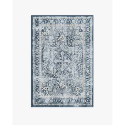 Kamran Admiral Blue Flatwoven Rug - 120 x 185 cm - Rug + Cushioned Pad System