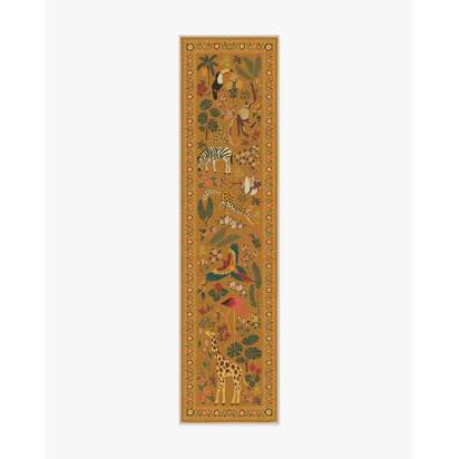Jingle Jungle Ochre Flatwoven Rug by Iris Apfel - 75 x 305 cm - Rug + Cushioned Pad System
