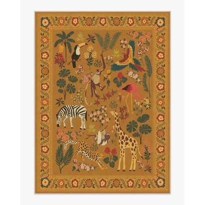 Jingle Jungle Ochre Flatwoven Rug by Iris Apfel - 275 x 365 cm - Rug + Cushioned Pad System