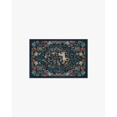 Dreamweaver Blue Multicolour Flatwoven Rug by Iris Apfel - 60 x 90 cm - Rug + Cushioned Pad System