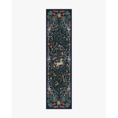 Dreamweaver Blue Multicolour Flatwoven Rug by Iris Apfel - 75 x 305 cm - Rug + Cushioned Pad System