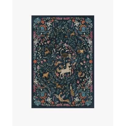 Dreamweaver Blue Multicolour Flatwoven Rug by Iris Apfel - 120 x 185 cm - Rug + Cushioned Pad System