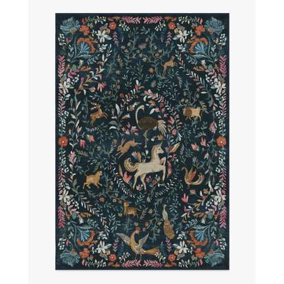 Dreamweaver Blue Multicolour Flatwoven Rug by Iris Apfel - 185 x 275 cm - Rug + Cushioned Pad System