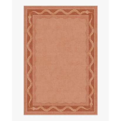 Serpent Border Coral Flatwoven Rug by Matthew Williamson - 185 x 275 cm - Rug + Cushioned Pad System