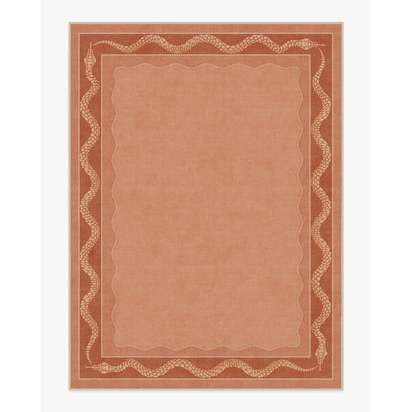 Serpent Border Coral Flatwoven Rug by Matthew Williamson - 275 x 365 cm - Rug + Cushioned Pad System