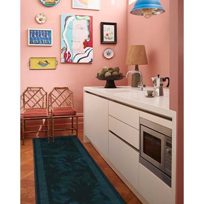 Twilight Forest Midnight Flatwoven Rug by Matthew Williamson - 75 x 215 cm - Rug + Cushioned Pad System