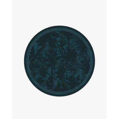 Twilight Forest Midnight Flatwoven Rug by Matthew Williamson - 185 Round cm - Rug + Cushioned Pad System