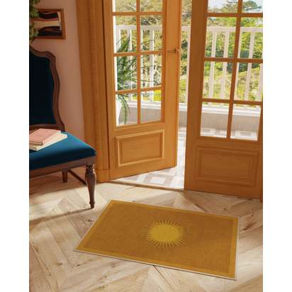 Helios Gold Flatwoven Rug by Matthew Williamson - 275 x 365 cm - Rug + Cushioned Pad System