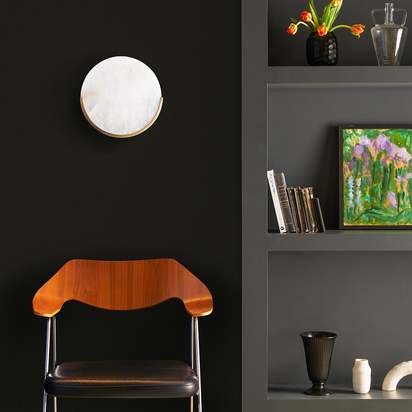 Larger Plato wall light in alabaster and brass