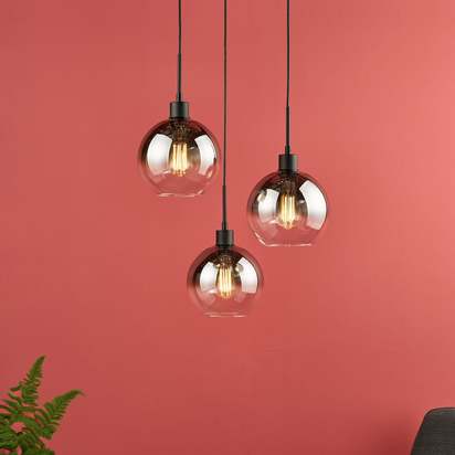 Lycia 3 Light Black & Ombre Glass Ceiling Cluster Ceiling Pendant