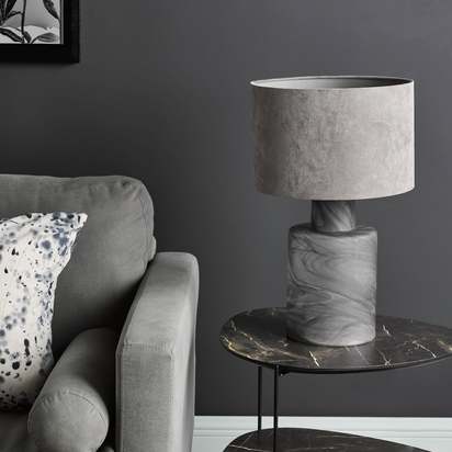 Wanda Grey & Smoked Glass Table Lamp