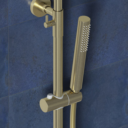 Harbour Clarity Cool Touch Exposed Thermostatic Rigid Riser Shower Kit with Microphoned Handset - Brushed Brass