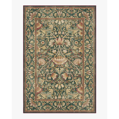 Lodden Soft Evergreen & Gold Flatwoven Rug by Morris & Co. - 200 x 290 cm - Rug + Pad System