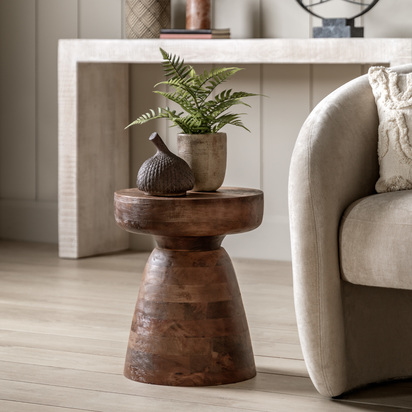 Milstead Side Table Antique Brown 360x360x460mm