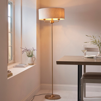 Highclere 3 Floor Lamp Vintage Brass