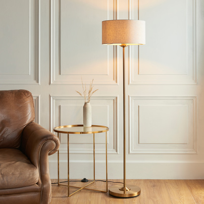 Highclere Floor Lamp Vintage Brass