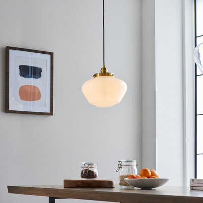 Grasmere 1 Pendant Light Brass Opal Glass
