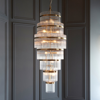 Salzburg Grand 21 Pendant Light Antique Brass