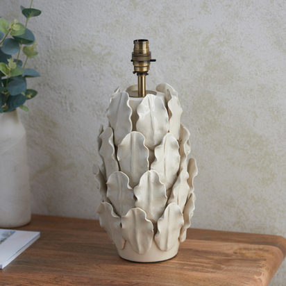 Alderleigh Leaf Table Lamp Base Ivory Crackle Large