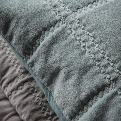 Quilted Cotton Velvet Cushion Duck Egg 450x450mm