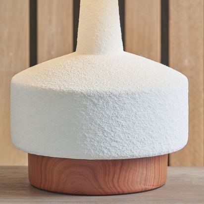 Elio White & Wood Ceramic Table Lamp