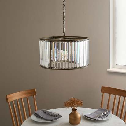 Resto Crystal & Antique Brass Pendant Ceiling Light