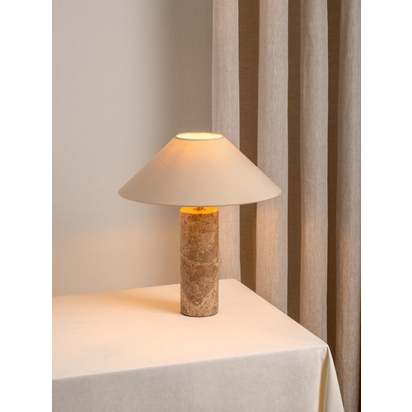 Denari - 1 light small brown marble cylinder table lamp