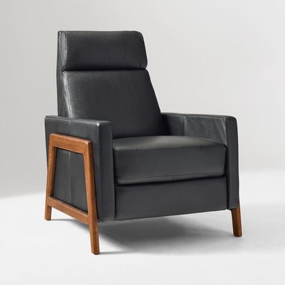 Spencer Recliner, Sauvage Leather, Nero, Pecan