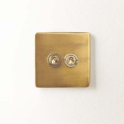 Two gang intermediate Florence toggle switch in brass