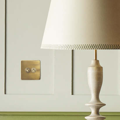 Two gang intermediate Florence toggle switch in brass