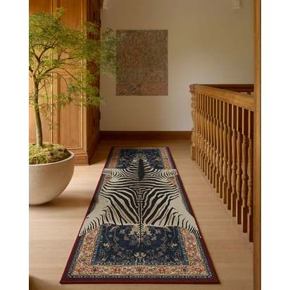 On Safari Sapphire Flatwoven Rug by Iris Apfel - 60 x 90 cm - Rug + Pad System