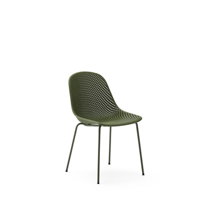 Quinby outdoor chair with green steel legs
