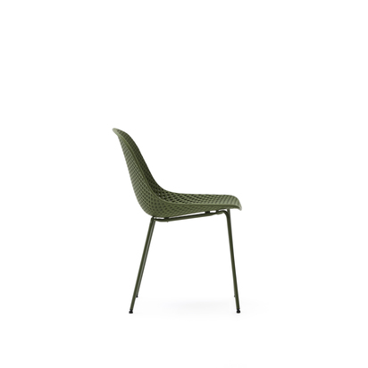 Quinby outdoor chair with green steel legs