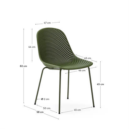 Quinby outdoor chair with green steel legs