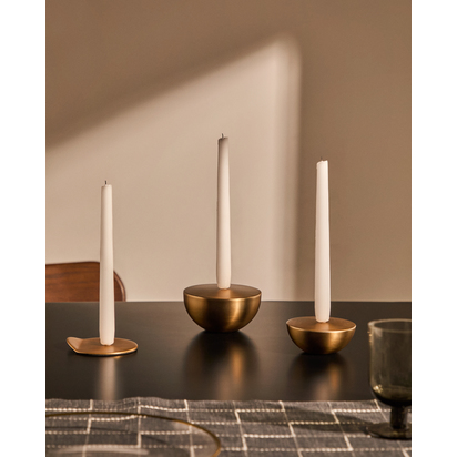 Quira large candle holder in gold-coloured stainless steel