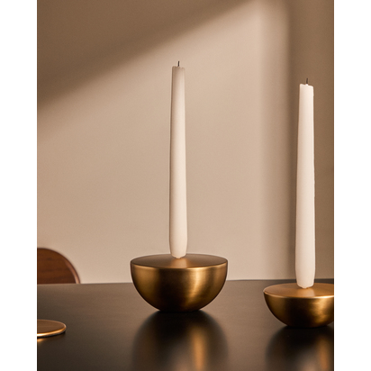 Quira large candle holder in gold-coloured stainless steel