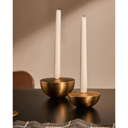 Quira large candle holder in gold-coloured stainless steel