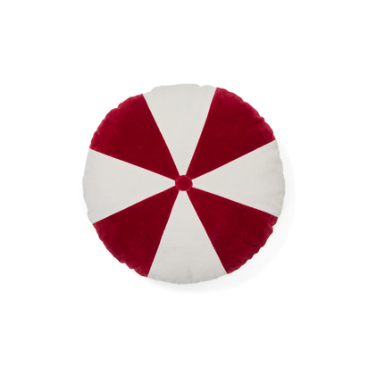 Odet white and red, round cotton cushion, Ã˜ 45 cm