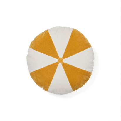 Odet white and mustard-coloured, round cotton cushion, Ã˜ 45 cm