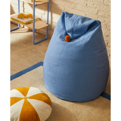 Odet white and mustard-coloured, round cotton cushion, Ã˜ 45 cm